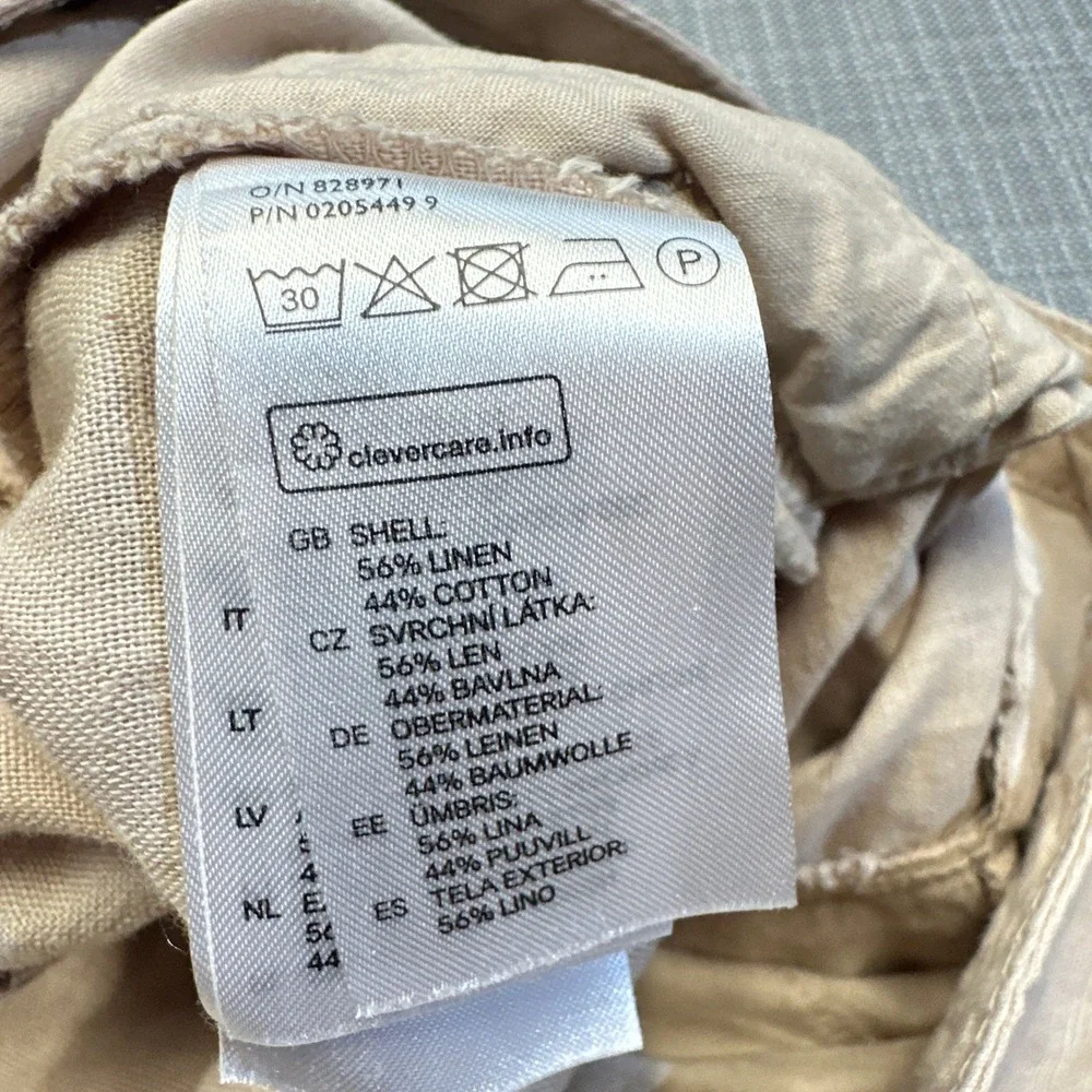 Coastal Linen Blend Pants Womens 8 Beige‎ Drawstring Euro Resort Vacation Travel